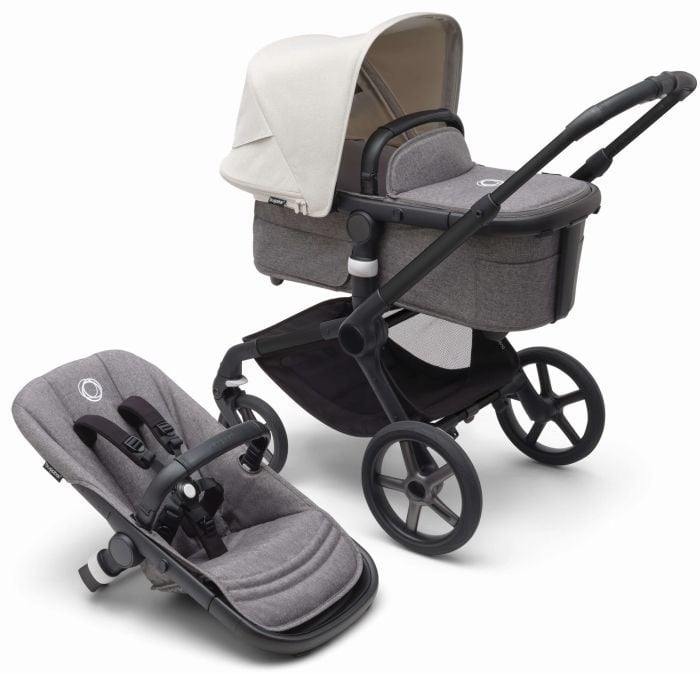 Bugaboo Fox 5 - wózek głęboko-spacerowy-Black-Misty White-Grey Melange
