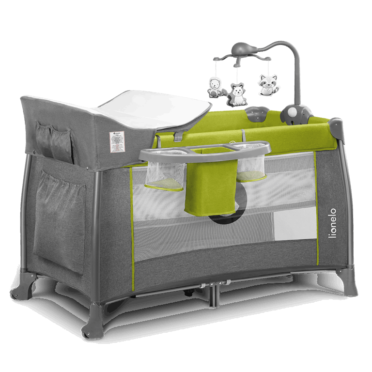 Lionelo, Thomi - Łóżeczko turystyczne-Green Lemon