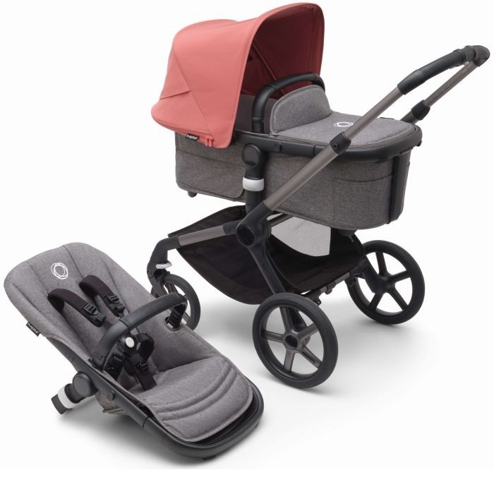 Bugaboo Fox 5 - wózek głęboko-spacerowy-Graphite-Sunrise Red-Grey Melange