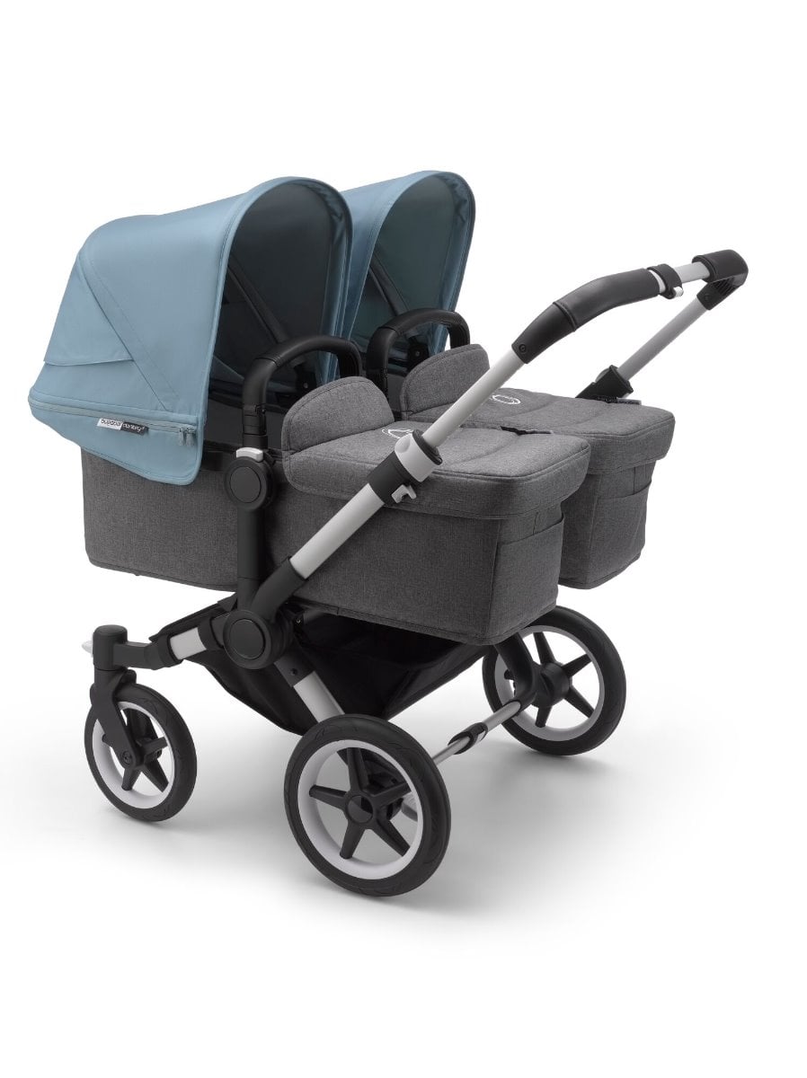 Bugaboo, Donkey3 Twin - wózek głęboko-spacerowy dla bliźniąt-Alu -Grey Melange-Vapor Blue