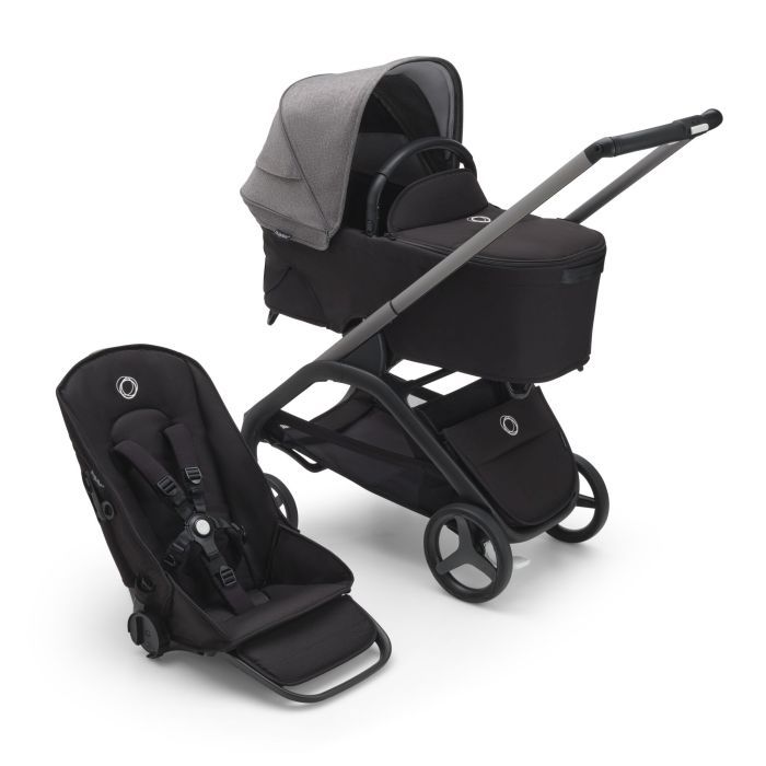 Bugaboo Dragonfly - wózek głęboko-spacerowy 2w1-Graphite-Grey Melange-Midnight Black