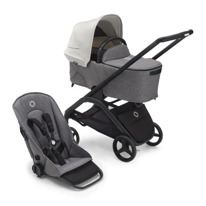 Bugaboo Dragonfly - wózek głęboko-spacerowy 2w1-Black-Misty White-Grey Melange