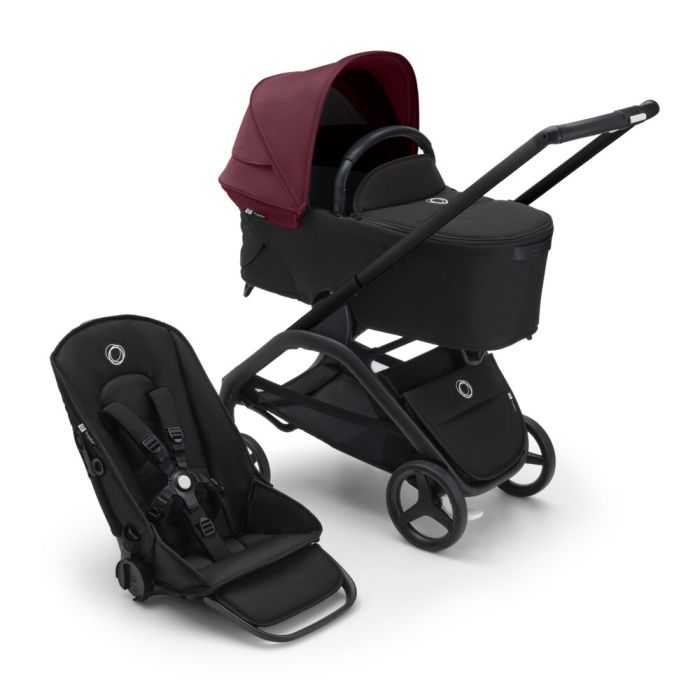 Bugaboo Dragonfly - wózek głęboko-spacerowy 2w1-Black-Dark Cherry-Midnight Black