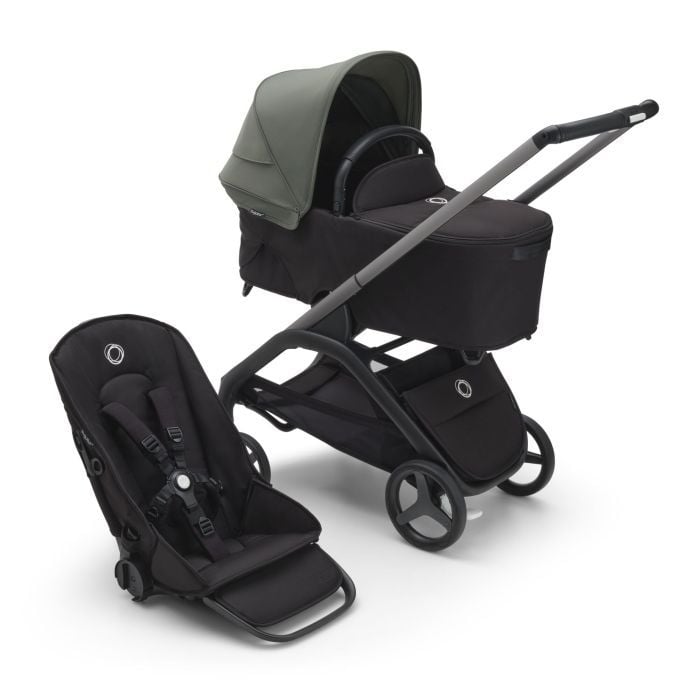Bugaboo Dragonfly - wózek głęboko-spacerowy 2w1-Graphite-Forest Green-Midnight Black