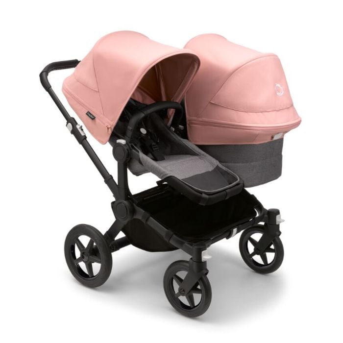 Bugaboo Donkey 5 Duo - wózek głęboko-spacerowy dla dwójki dzieci w różnym wieku -Black-Morning Pink-Grey Melange