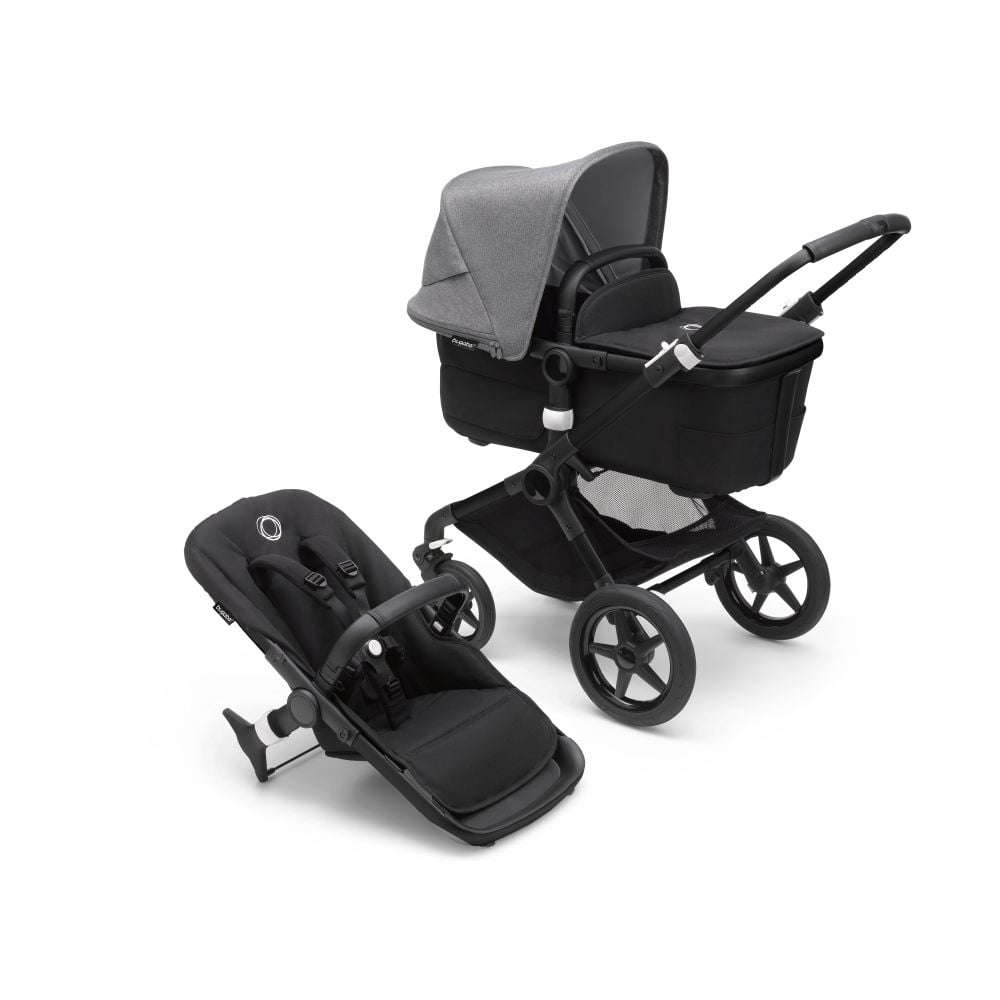 Bugaboo, Fox3 - wózek głęboko-spacerowy-Black-Grey Melange-Midnight Black