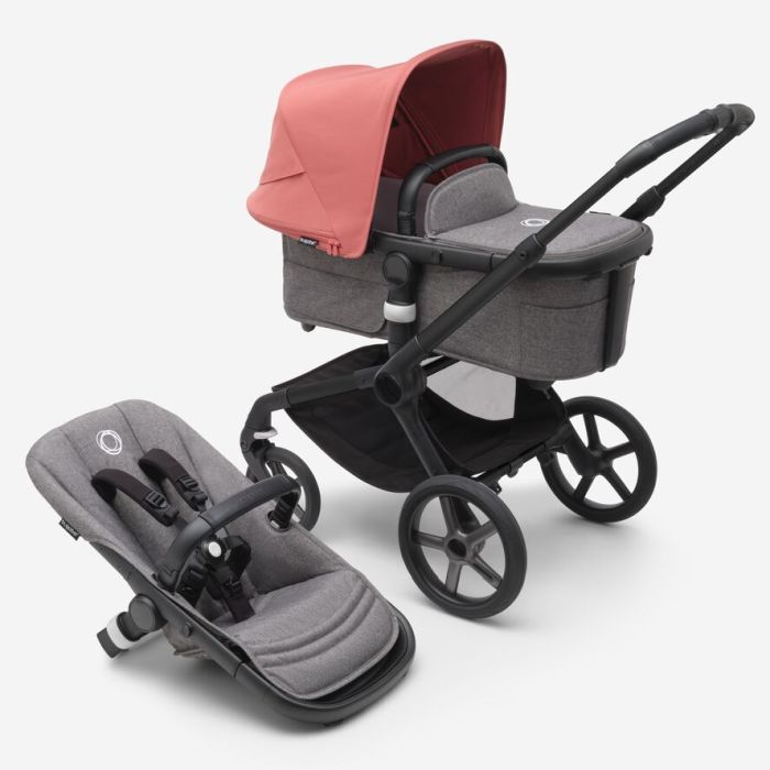 Bugaboo Fox 5 - wózek głęboko-spacerowy-Black-Sunrise Red-Grey Melange