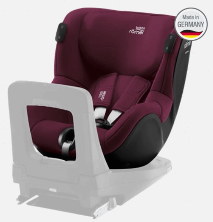Britax Romer, Dualfix iSense - fotelik samochodowy bez bazy dla dzieci od 61 do 105 cm wzrostu, do 18 kg-Burgundy Red