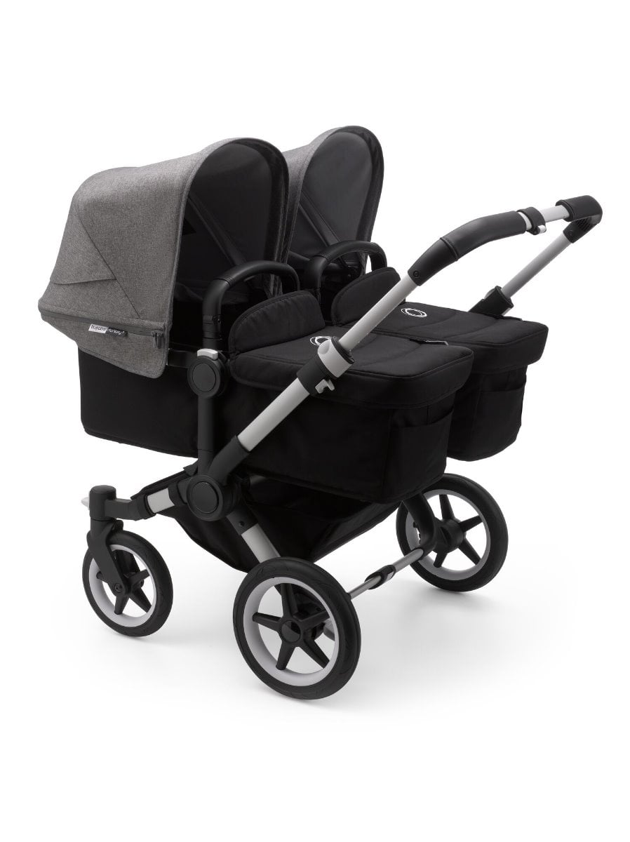 Bugaboo, Donkey3 Twin - wózek głęboko-spacerowy dla bliźniąt-Alu -Black-Grey Melange