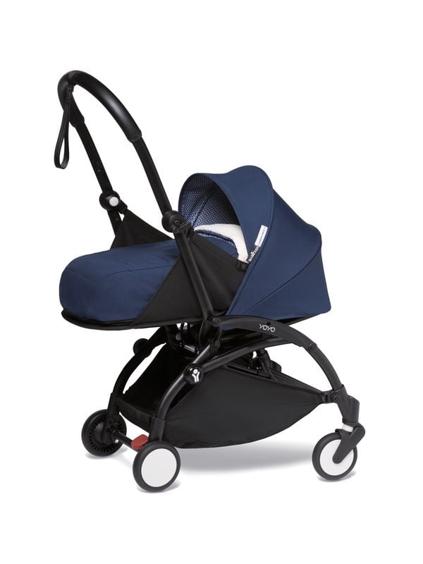 Babyzen Yoyo 2 - wózek głęboko-spacerowy z zestawem dla noworodka-Air France Blue/ Czarna rama