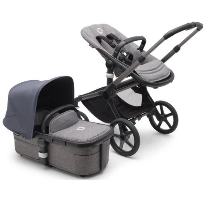 Bugaboo Fox 5 - wózek głęboko-spacerowy-Graphite-Stormy Blue-Grey Melange