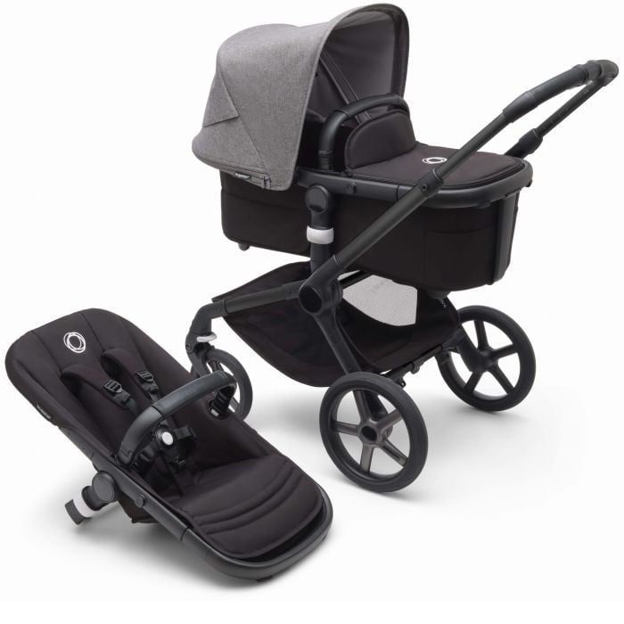 Bugaboo Fox 5 - wózek głęboko-spacerowy-Black-Grey Melange-Midnight Black