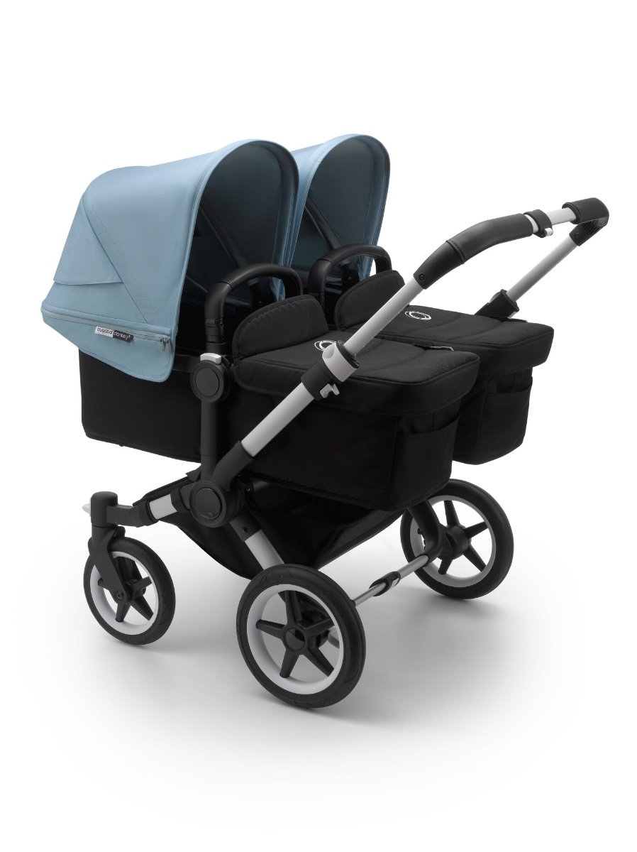 Bugaboo, Donkey3 Twin - wózek głęboko-spacerowy dla bliźniąt-Alu -Black-Vapor Blue