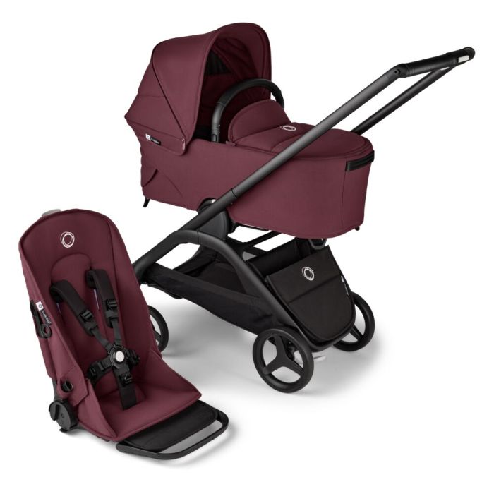 Bugaboo Dragonfly - wózek głęboko-spacerowy 2w1-Black-Dark Cherry-Dark Cherry