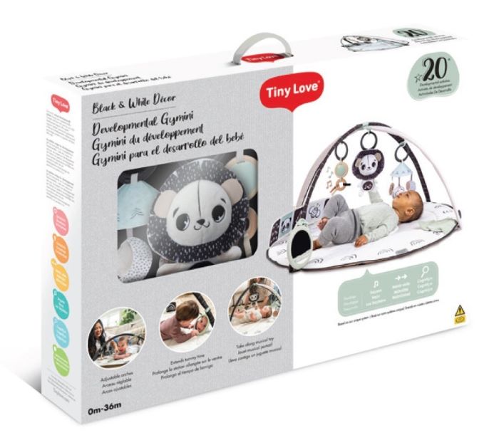 Tiny Love - Gimnastyka/mata edukacyjna z pałąkami Decor czarno-biała