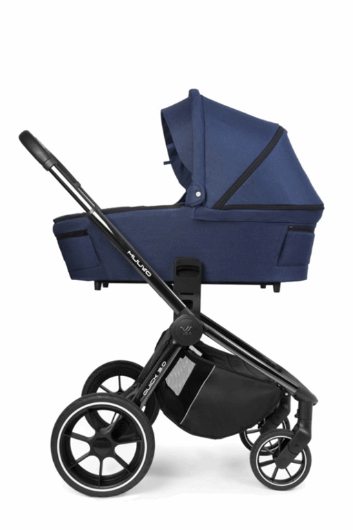 Muuvo, Quick 3.0 Black Chrome - wózek spacerowy z gondolą Standard i wyposażeniem-Azure Blue