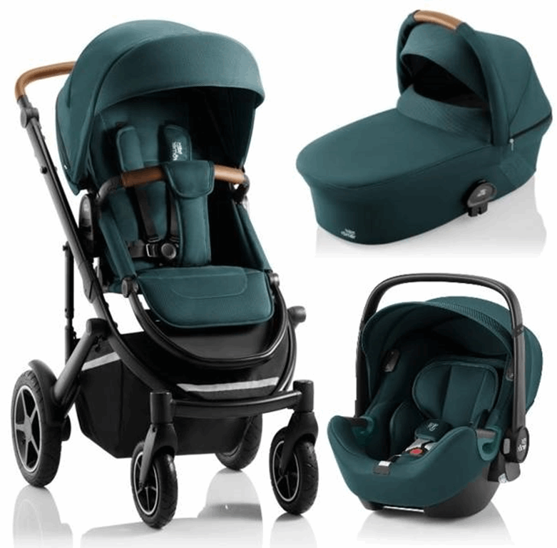 Britax Romer, Smile 3 Komfort iSense - wózek głęboko - spacerowy z fotelikiem Baby-Safe iSense 3w1-Atlantic Green