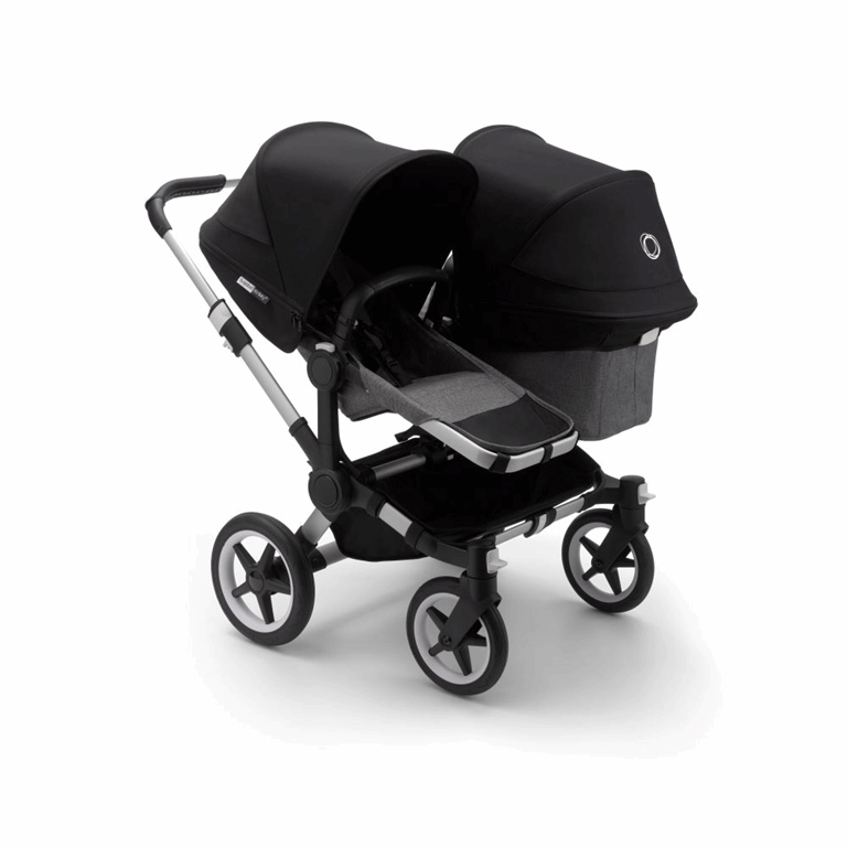 Bugaboo, Donkey3 Duo - wózek głęboko-spacerowy dla dwójki dzieci w różnym wieku -Alu -Grey Melange-Black