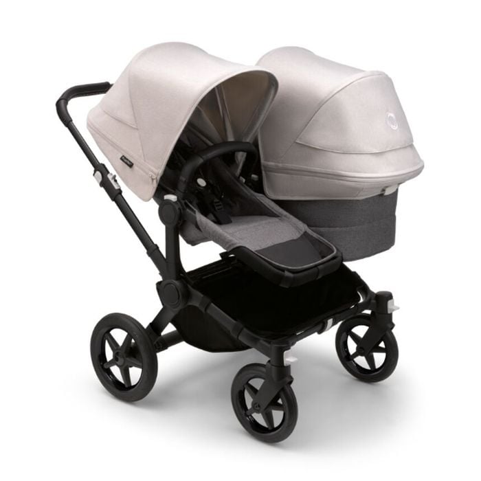 Bugaboo Donkey 5 Duo - wózek głęboko-spacerowy dla dwójki dzieci w różnym wieku -Black-Misty White-Grey Melange