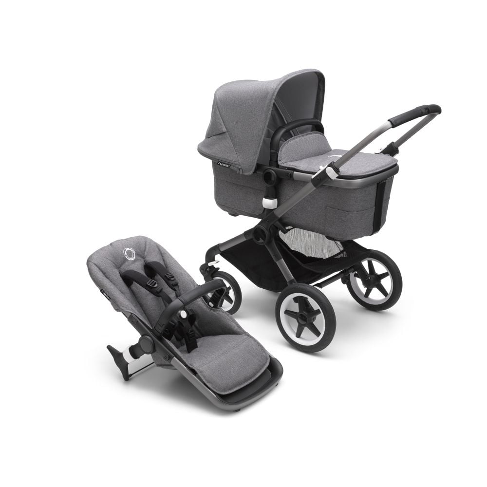 Bugaboo, Fox3 - wózek głęboko-spacerowy-Graphite-Grey Melange-Grey Melange