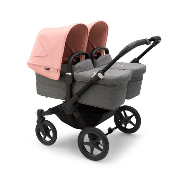 Bugaboo Donkey 5 Twin - wózek głęboko-spacerowy dla bliźniąt-Black-Morning Pink-Grey Melange