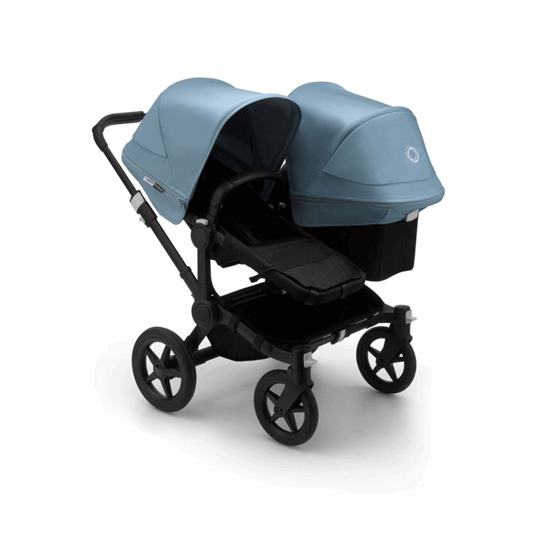 Bugaboo, Donkey3 Duo - wózek głęboko-spacerowy dla dwójki dzieci w różnym wieku -Black-Black-Vapor Blue