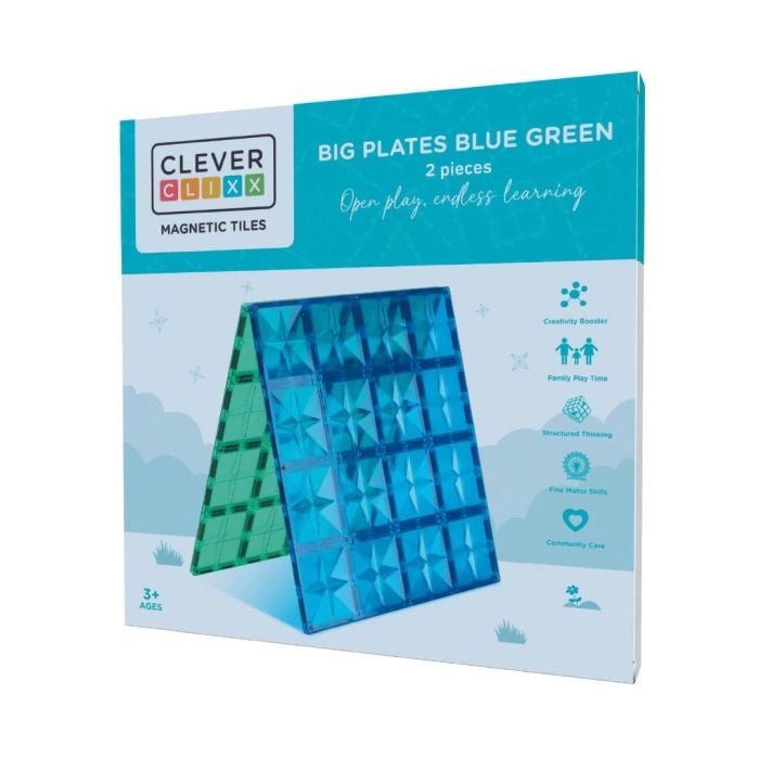 Cleverclixx Klocki magnetyczne Big Plates Blue Green - 2 el.