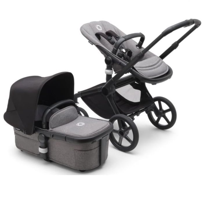 Bugaboo Fox 5 - wózek głęboko-spacerowy-Black-Midnight Black-Grey Melange