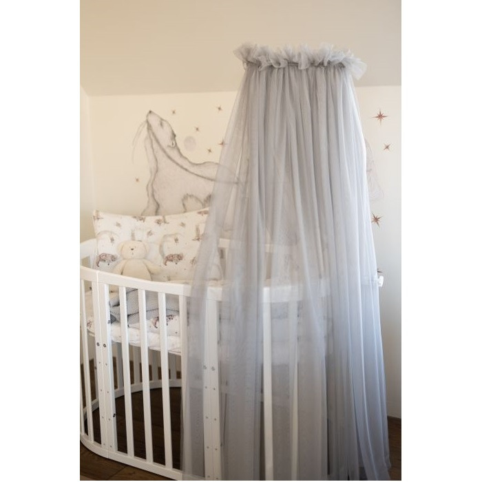 Waldin Tiulowy baldachim do łóżeczka ze stelażem-Szary