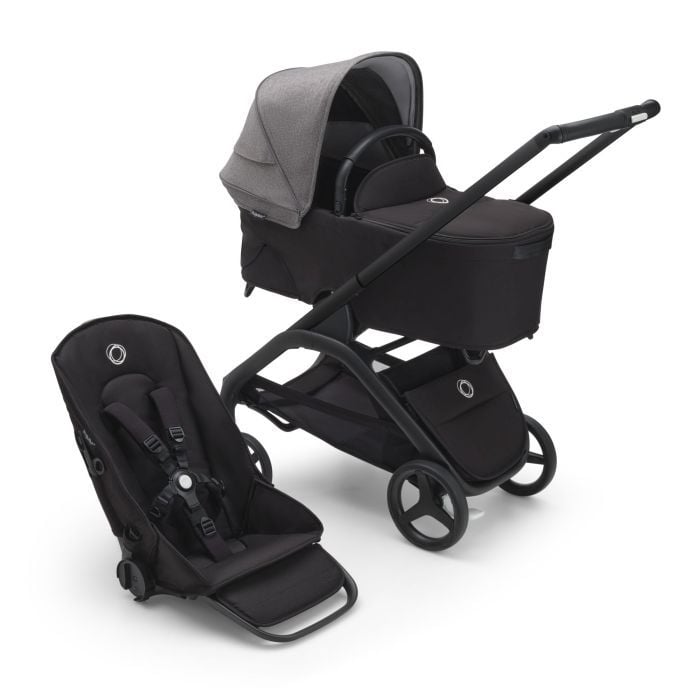 Bugaboo Dragonfly - wózek głęboko-spacerowy 2w1-Black-Grey Melange-Midnight Black