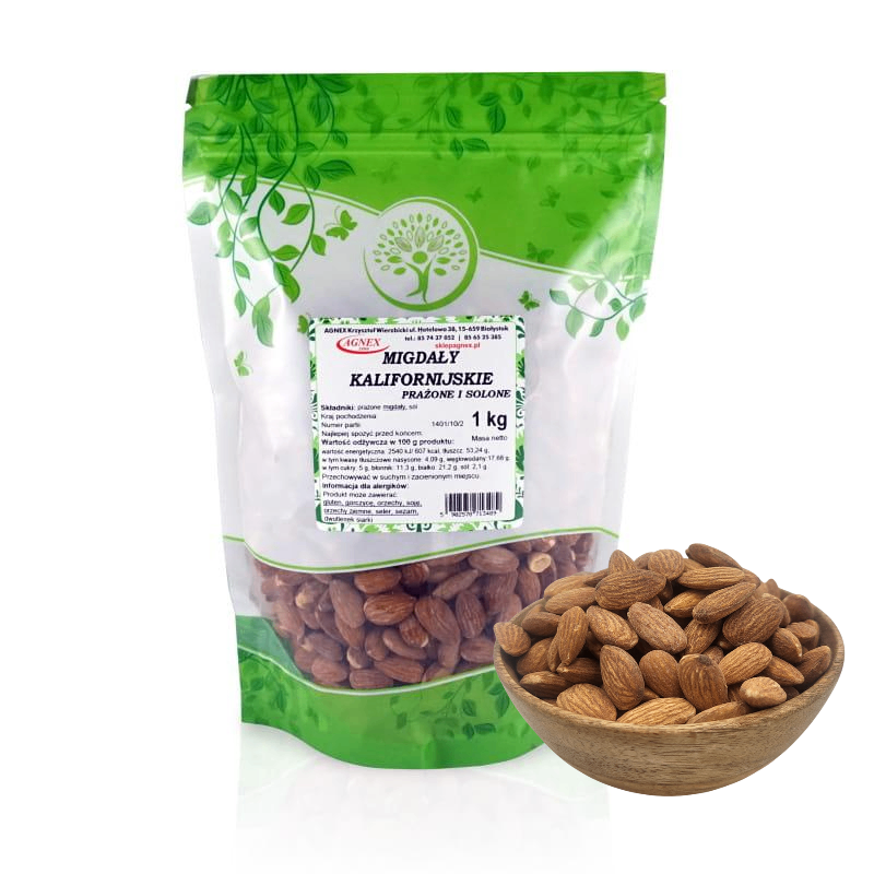 Migdały kalifornijskie prażone i solone 1kg