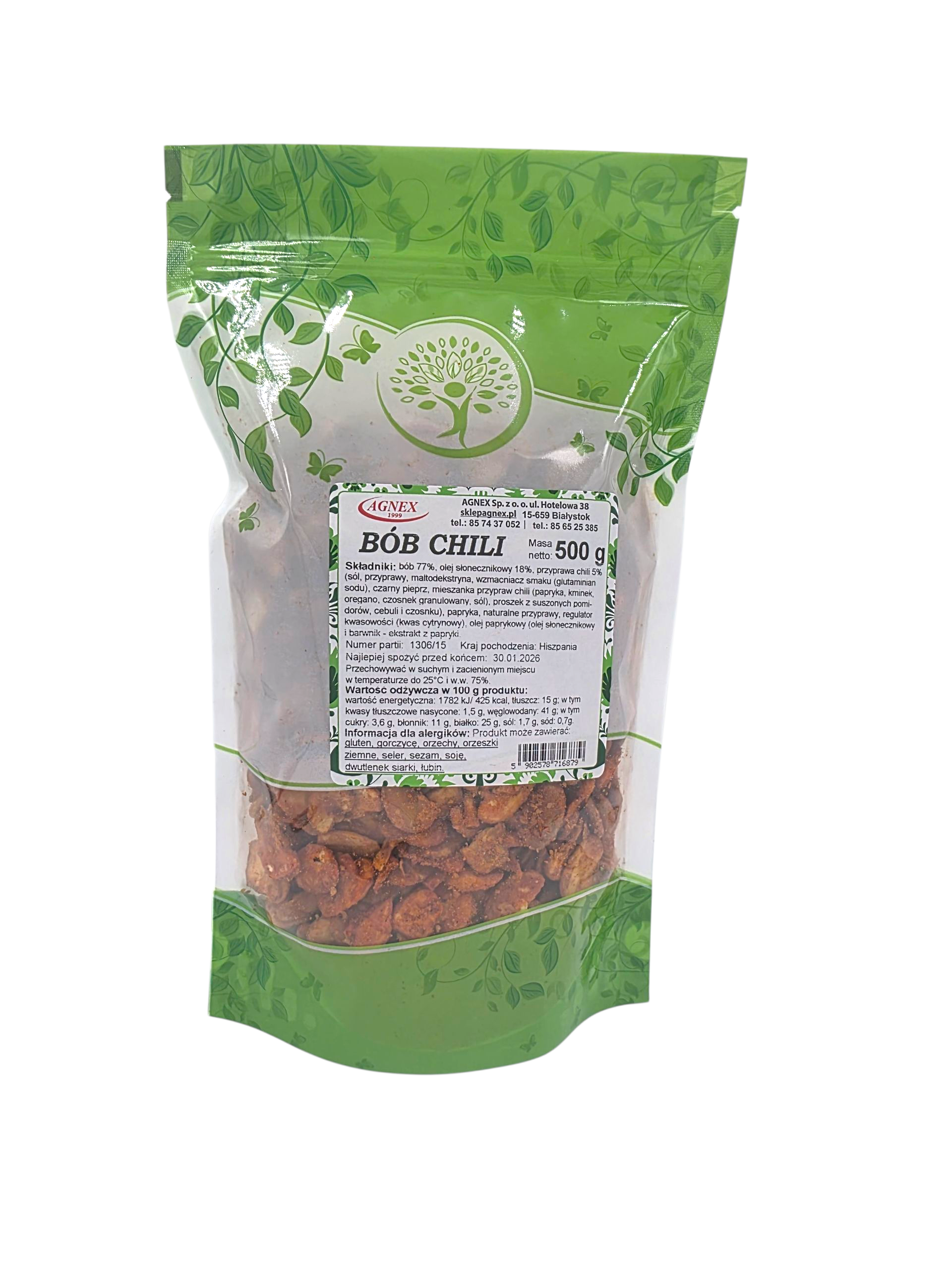 Bób chipsy o smaku CHILI 500g