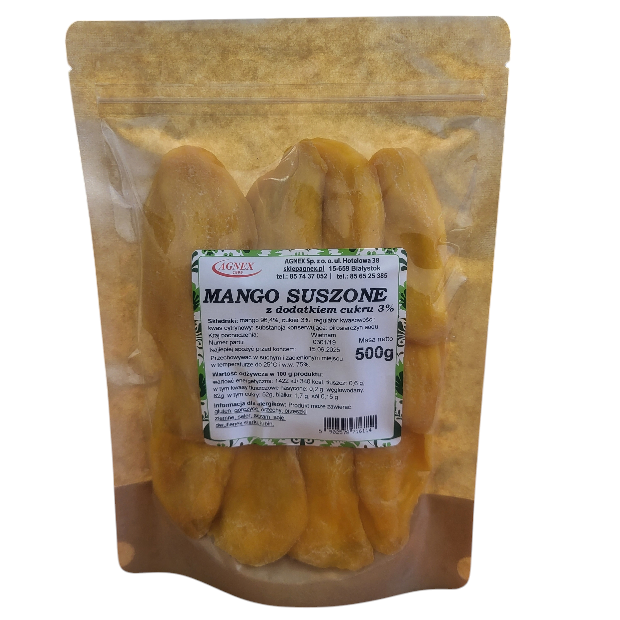 Mango suszone 3% cukru 500g