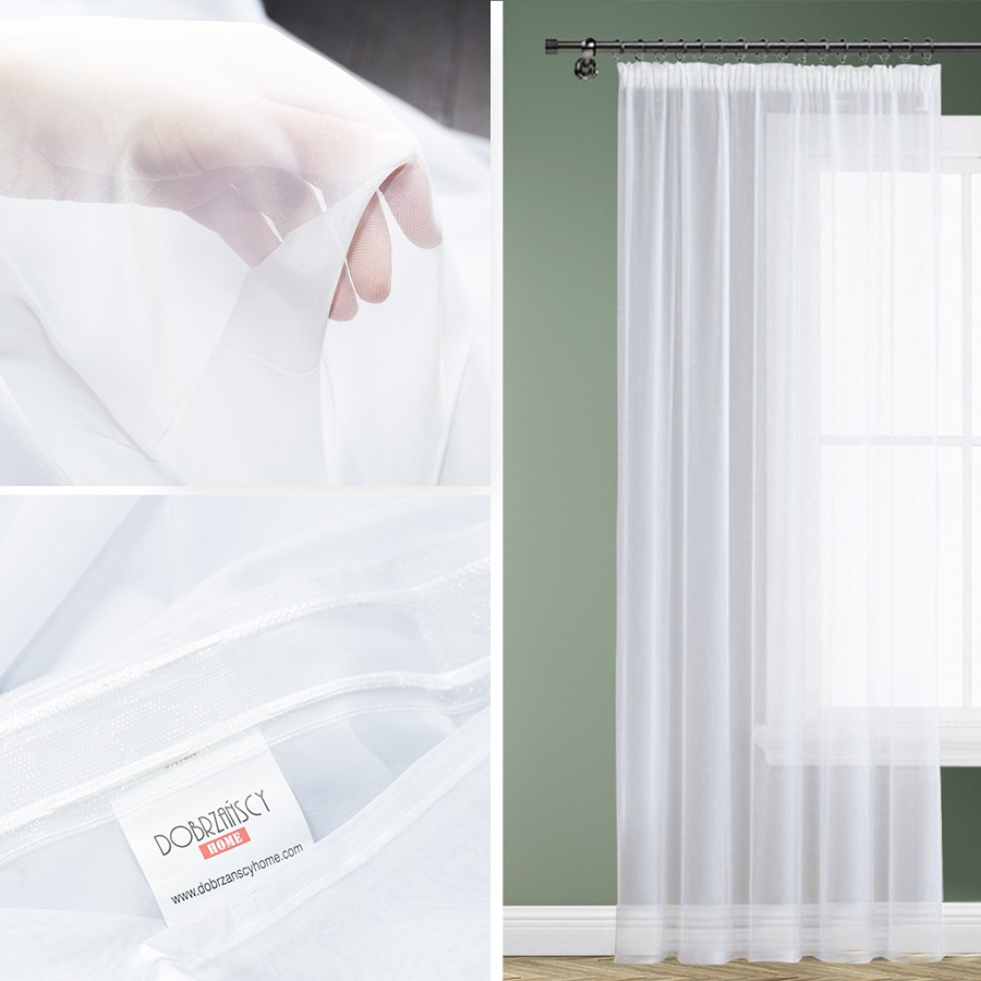 Firana gotowa woal biel 140 x 250 na taśmie marszczącej - Alena Firany