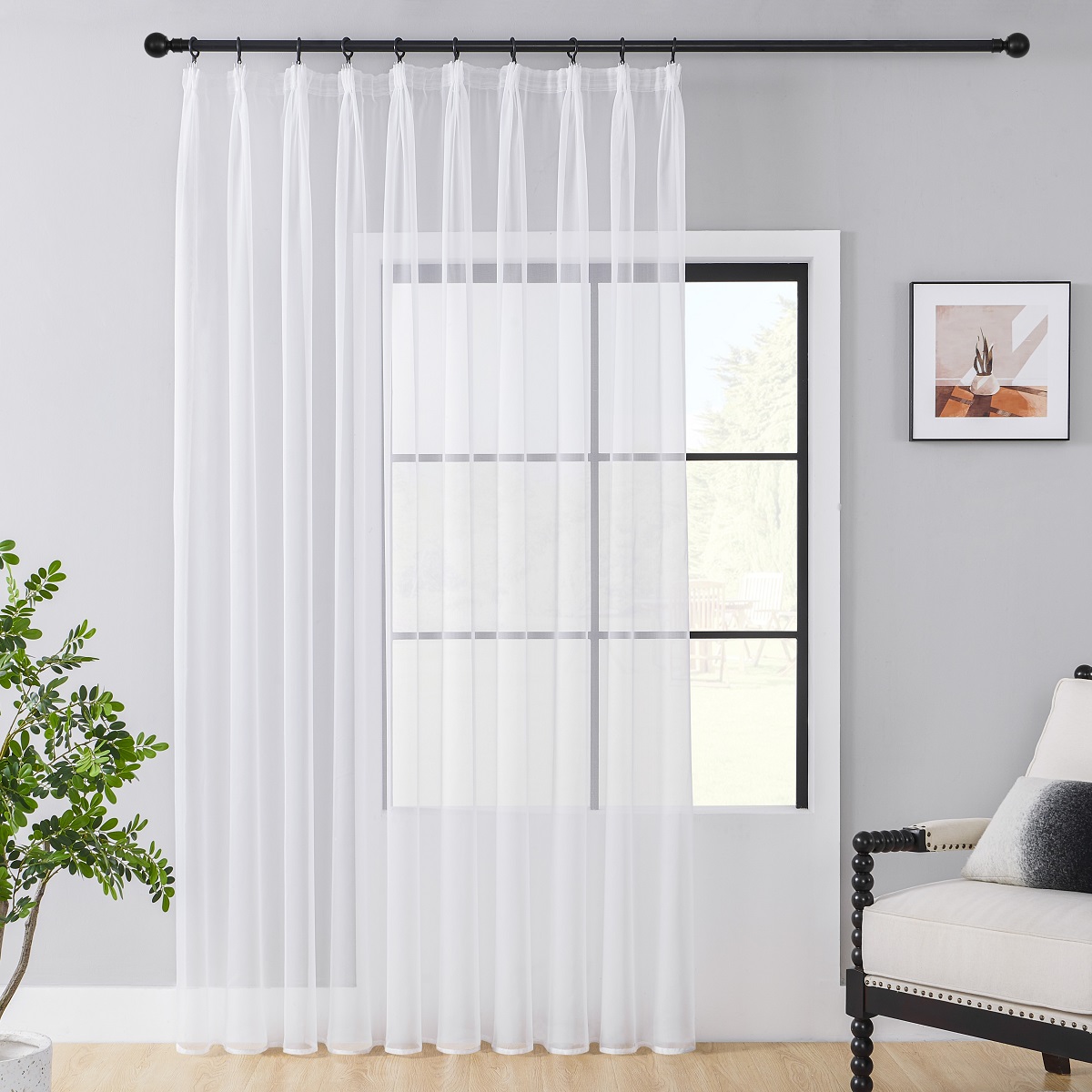 Firana gotowa woal biel 300 x 250 na taśmie marszczącej - Alena Firany