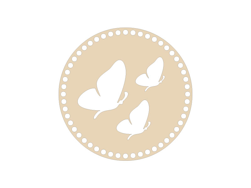 Baza dno, wieczko koszyka okrągły z motylkami 15cm, 6 mm