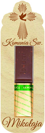 Podziękowanie dla gości MERCI czekoladki prezent z życzeniami na Komunię Roczek Urodziny Ślub Chrzest Święty IMIĘ grawer Gołąbek