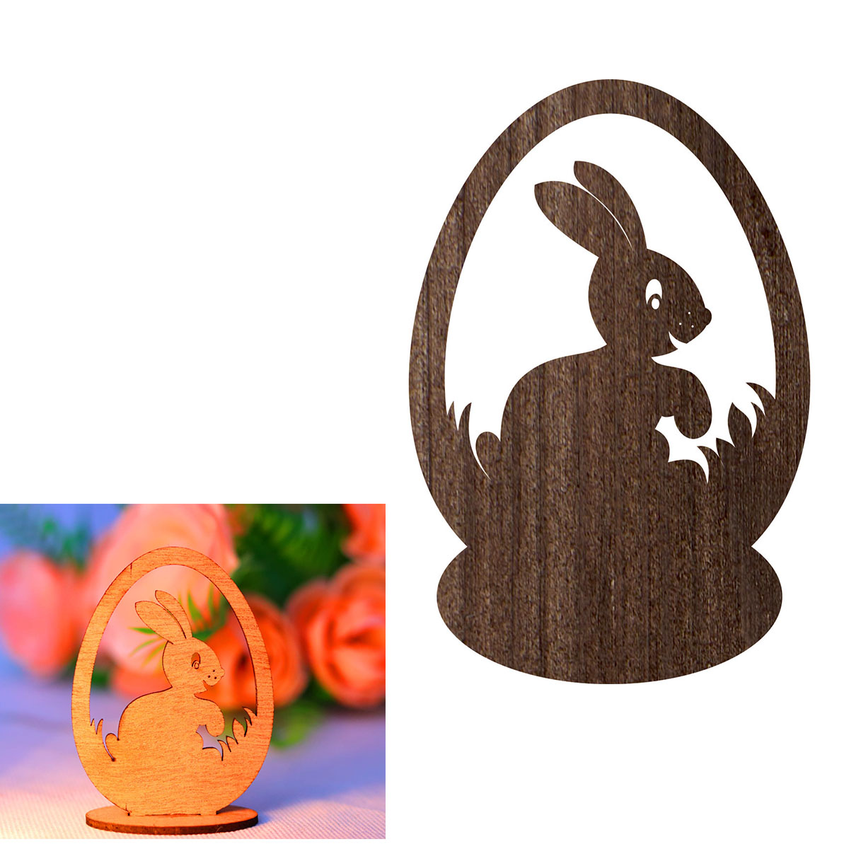 Zajączek, króliczek wielkanocny stojący brąz rustykalny dekoracja ozdoba wielkanocna