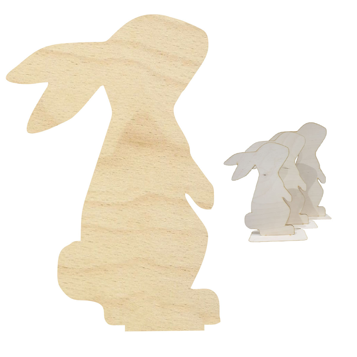 Zając króliczek wielkanocny z drewna stojący dekoracja baza 15 cm