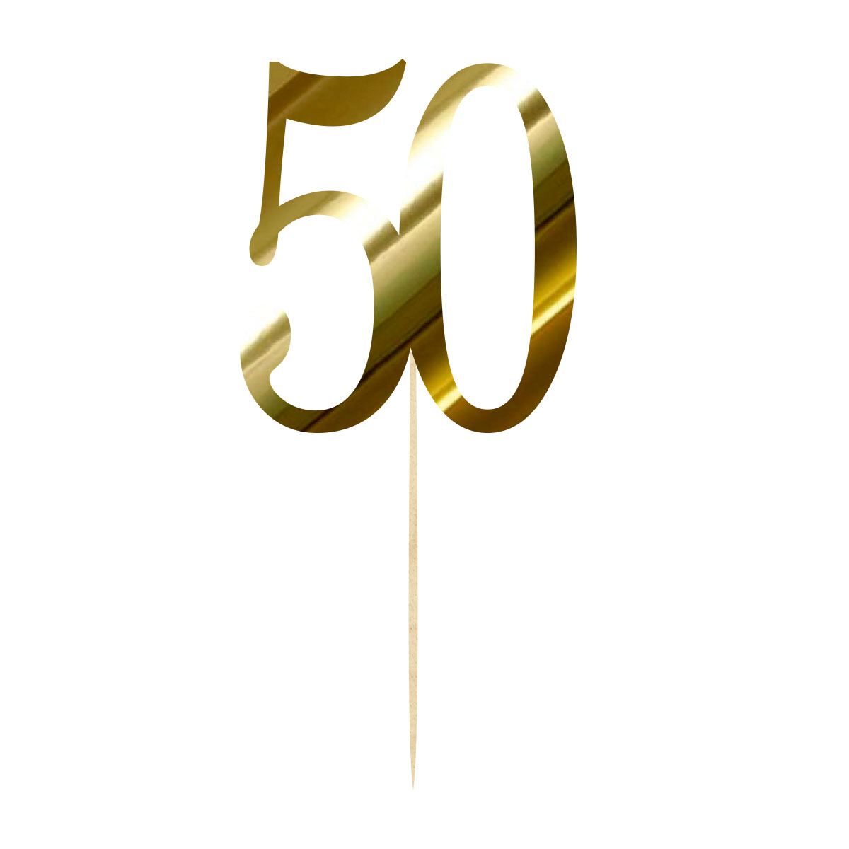 Topper na 50 urodziny cyfra liczba złota dekoracja na tort pik lustrzane złoto