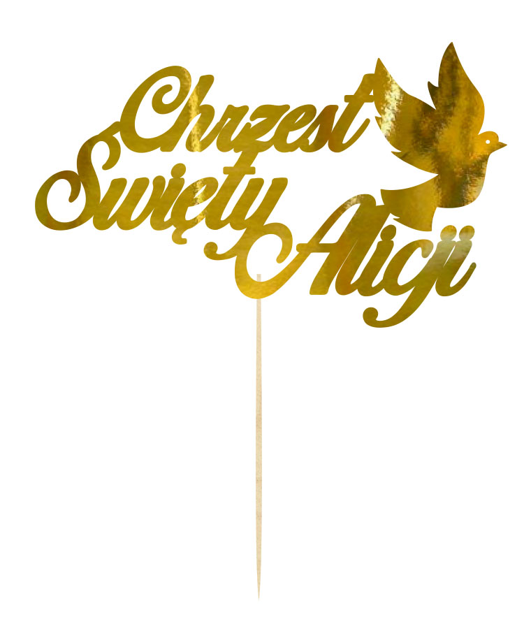Topper napis lustrzany na tort Chrzest Św. z imieniem