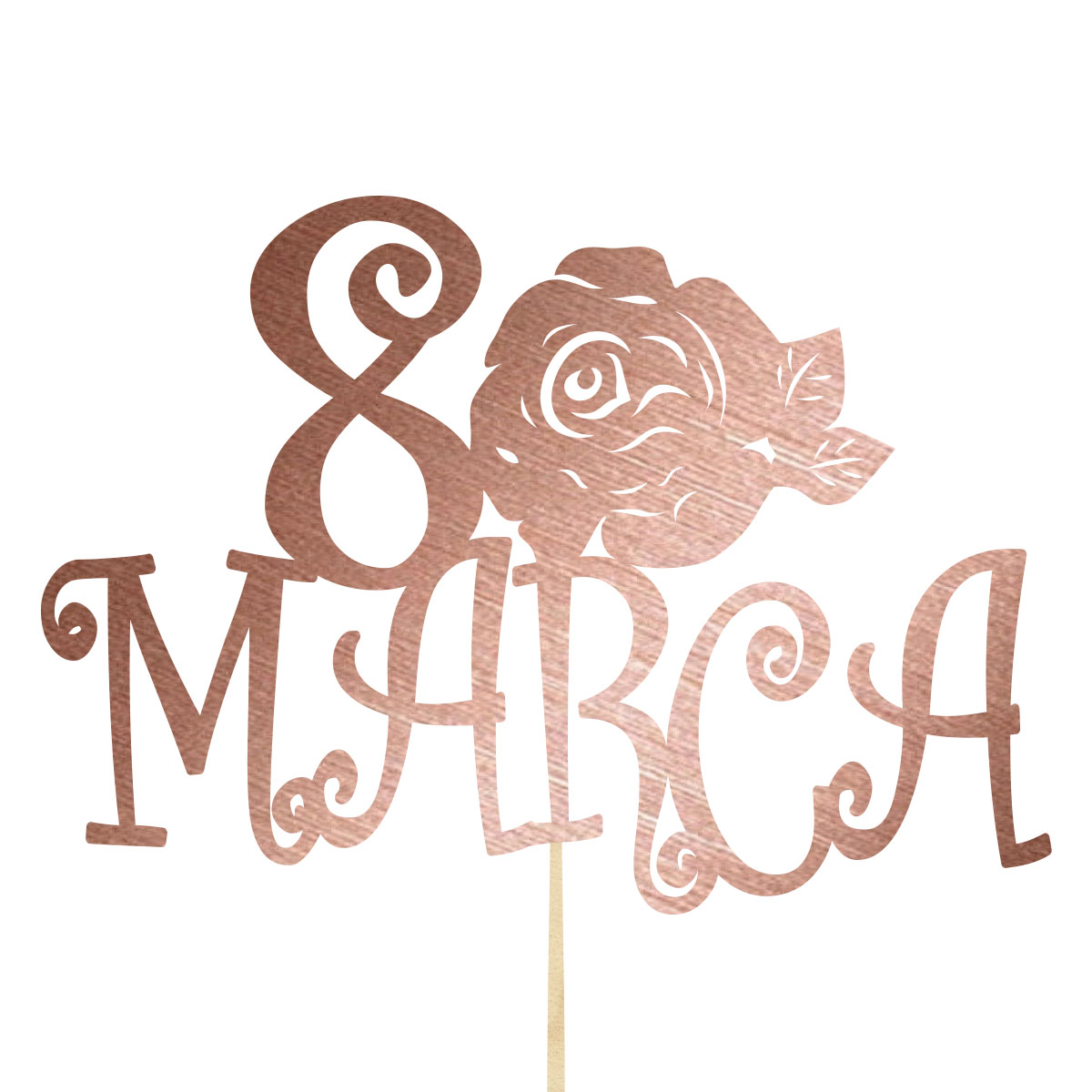 Topper dekoracja na bok tortu pik do prezentu lub bukietu kwiatów dzień kobiet 8 marca różowe złoto lustro