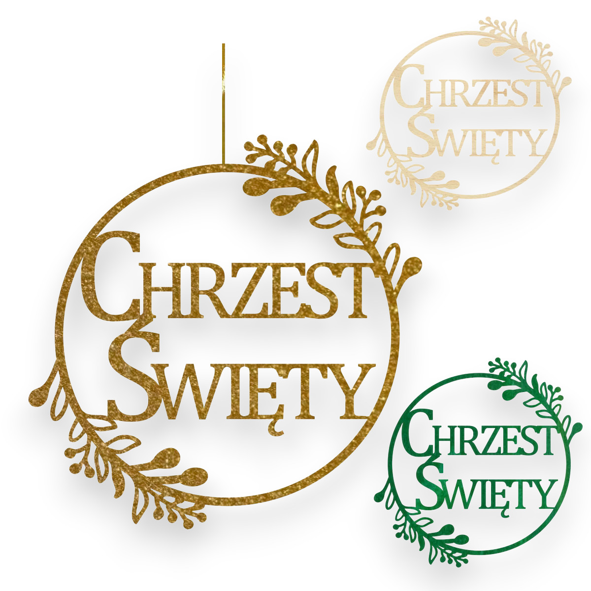 Baner na Chrzest Święty obręcz dekoracja ścianka Tablica złoty, zielony