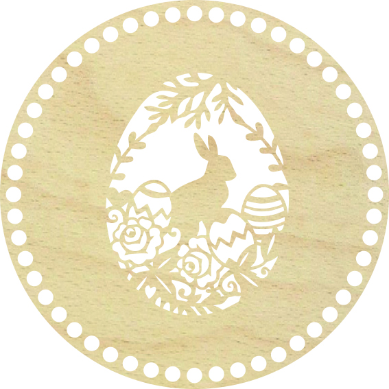 Baza dno koszyka okrągły 20cm, 8mm wielkanocny wzór jajko i zajączek koronka