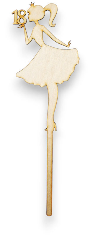 Topper napis drewniany cyfra na tort 18 -ste urodziny dla dziewczyny