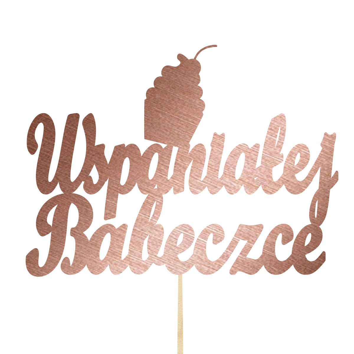 Topper dekoracja na bok tortu pik do prezentu lub bukietu kwiatów dzień kobiet 8 marca różowe złoto lustro