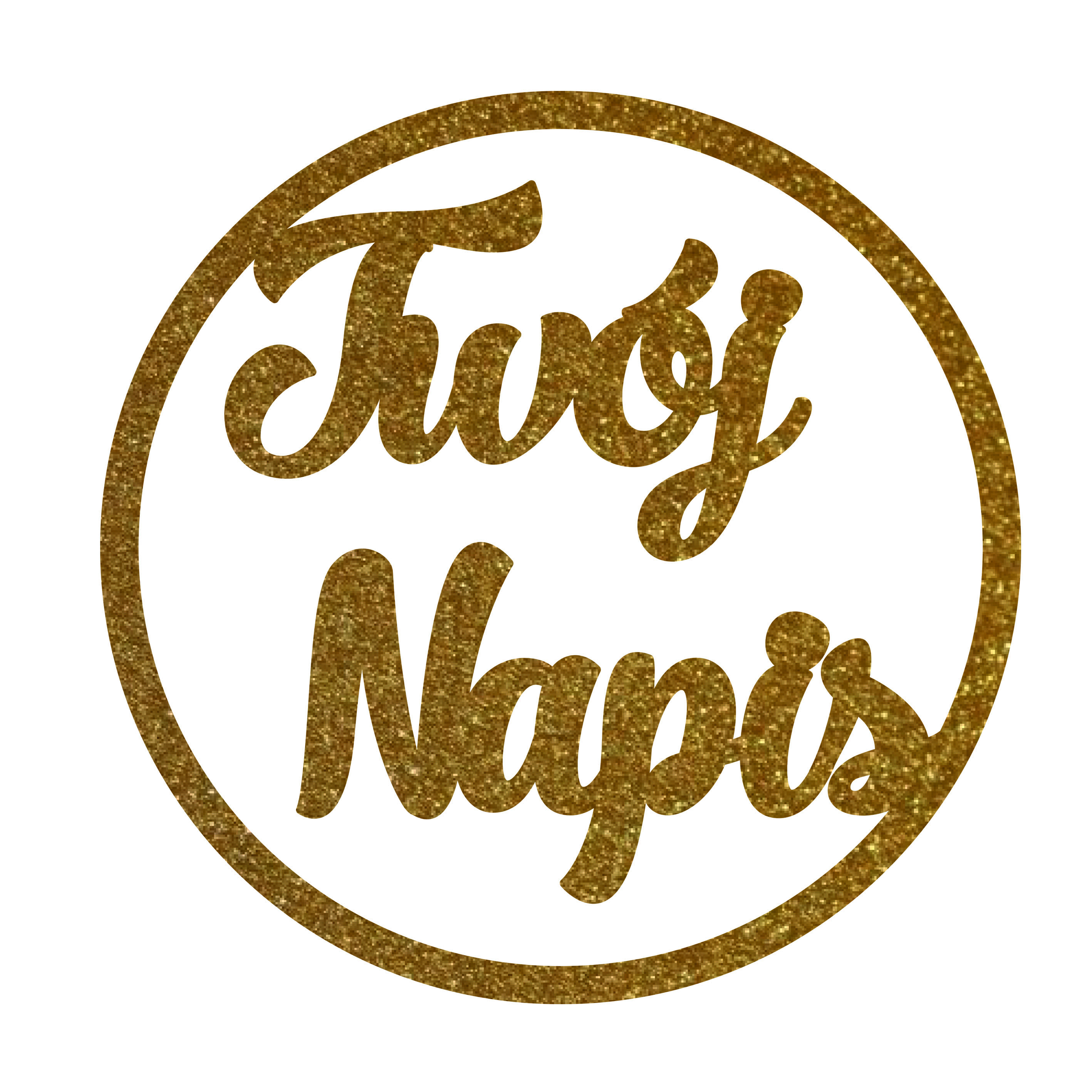 Złota obręcz koło baza z twoim napisem prezent na ślub komunie cjhrzest 30cm