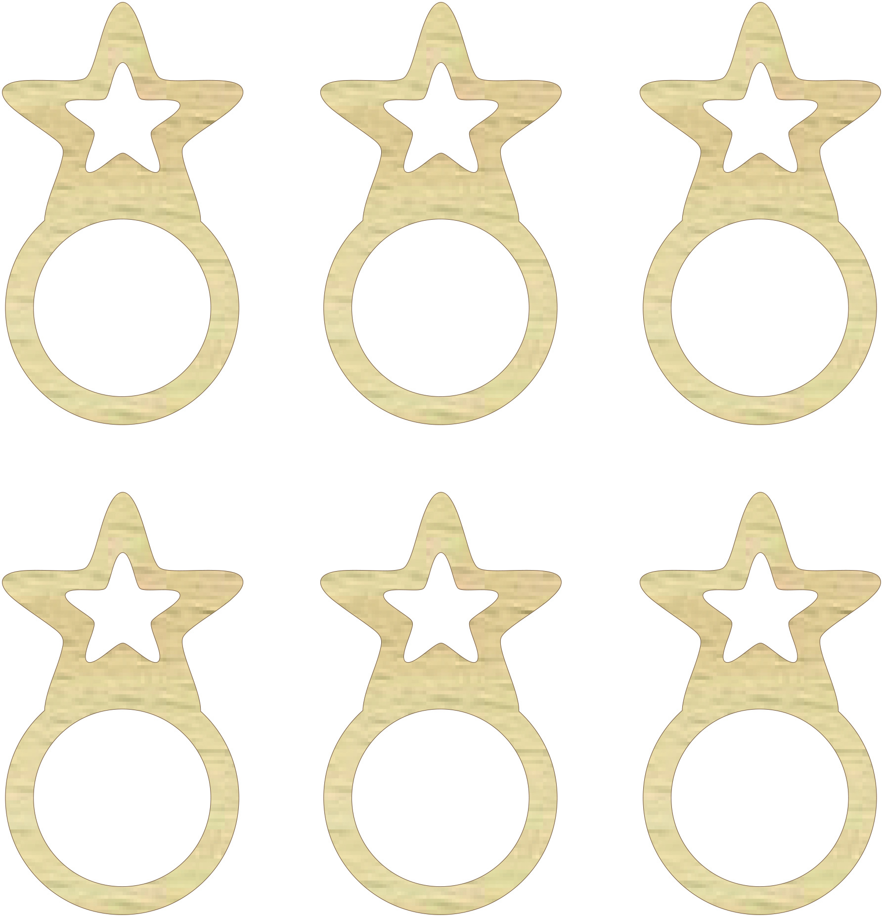 Drewniane obrączki na serwetki pierścienie, drewniane ringi Gwiazdka baza do makramy, zawieszka świąteczna (1 op. / 6 szt.)