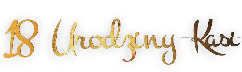 Baner girlanda na dowolne 1, 6, 18, 30, 40, 50 Urodziny z imieniem złoty napis 1m