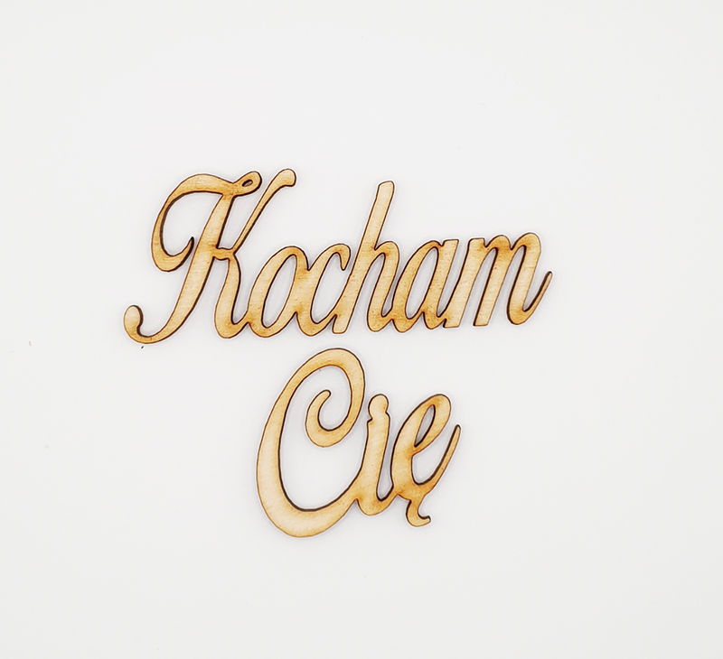 Drewniany napis 3D Kocham Cię